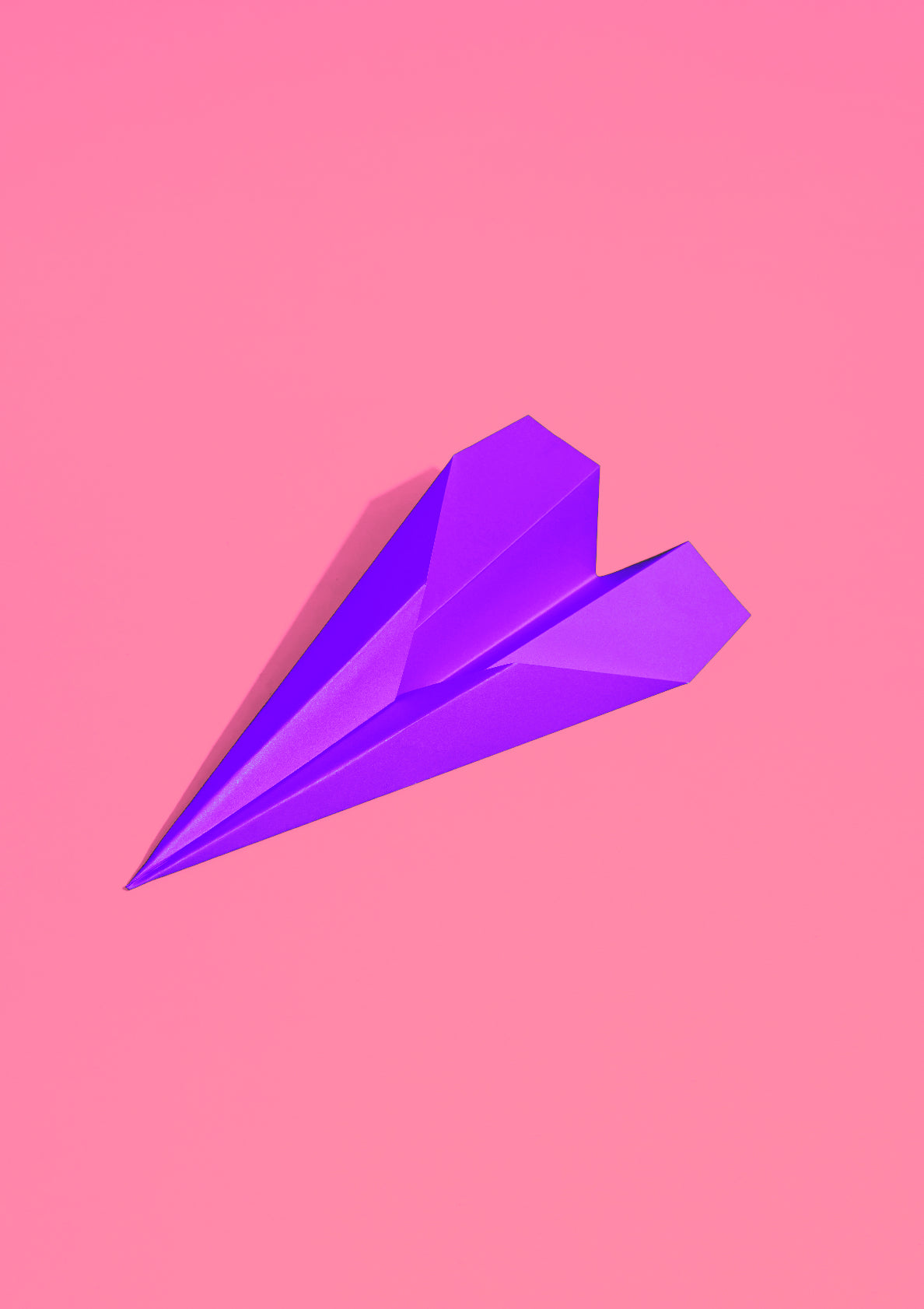Purple paper plane on a pink background / Pop art style photo print