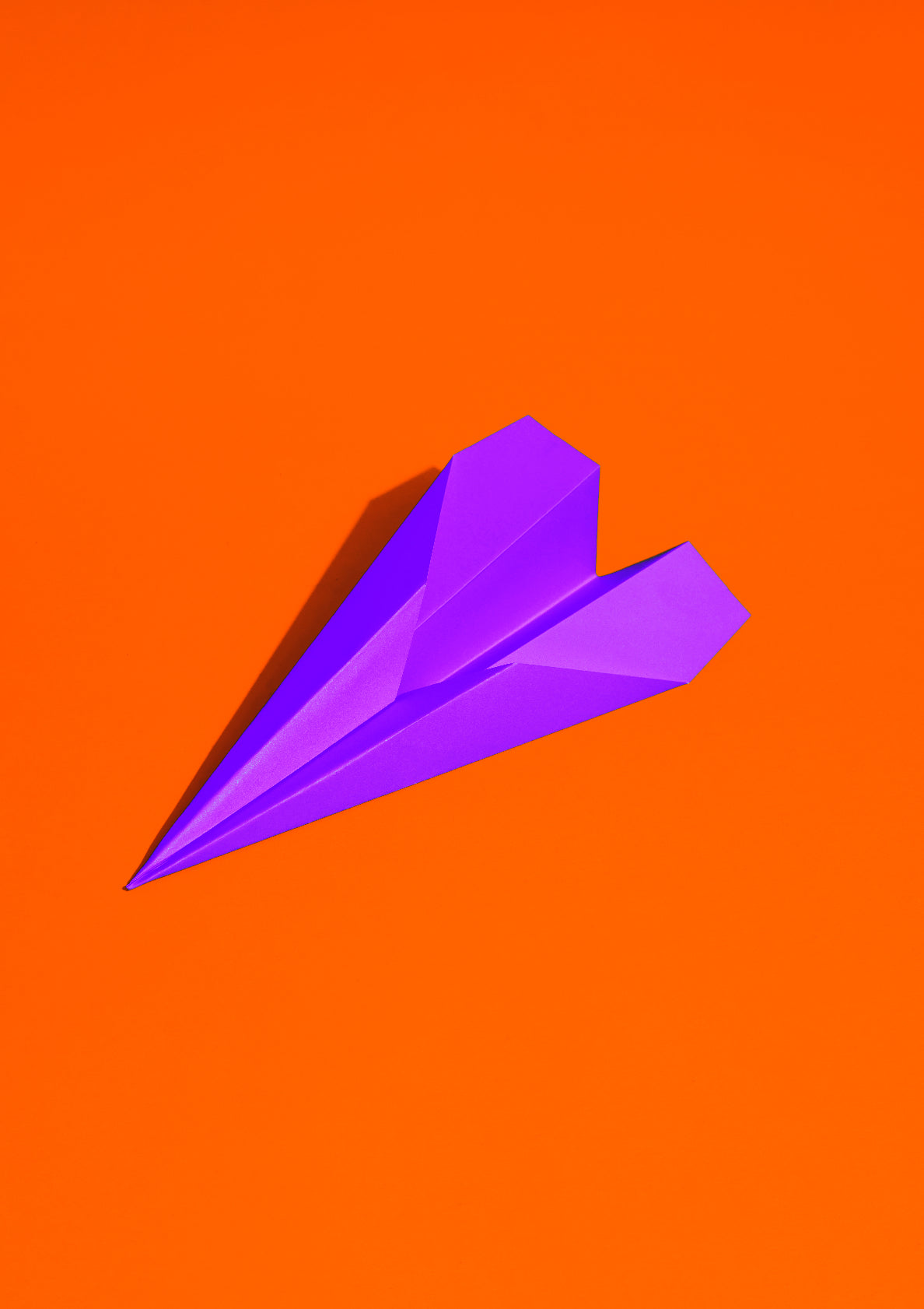 Purplepaper plane on a red background / Pop art style photo print