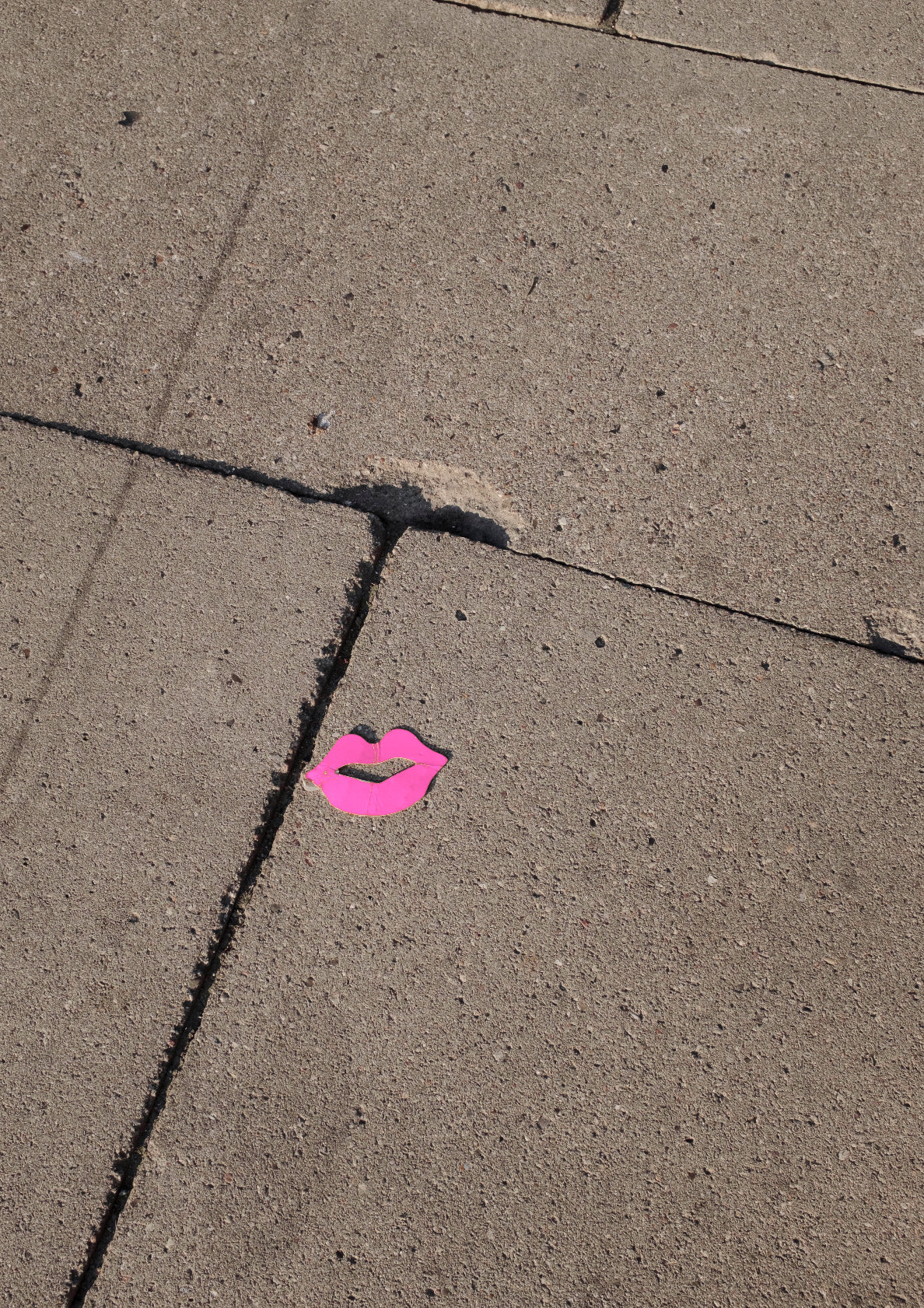 Classic pink kiss on a sidewalk / pop art style lips photo print