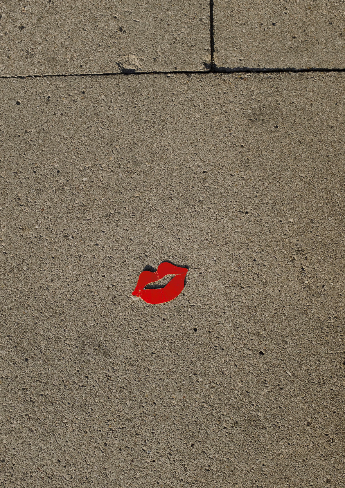Classic red kiss on a sidewalk / pop art style lips photo print