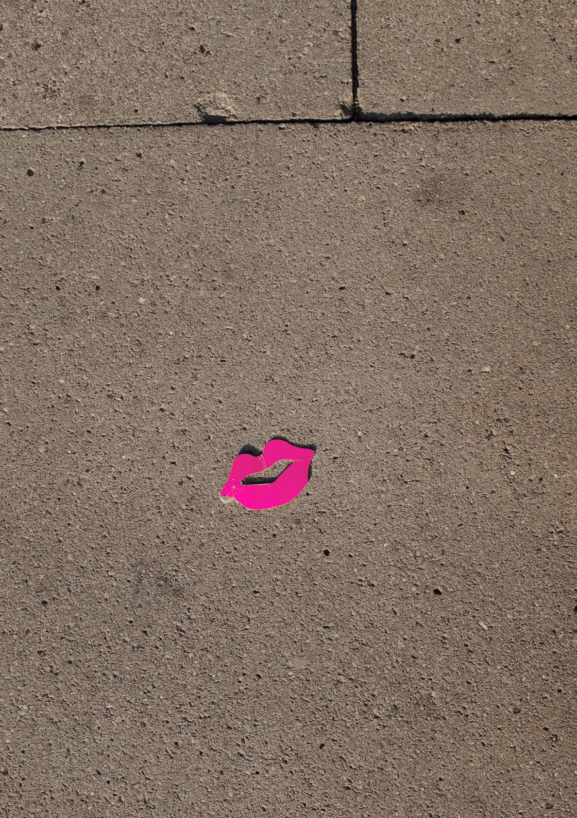 Classic pink kiss on a sidewalk / pop art style lips photo print