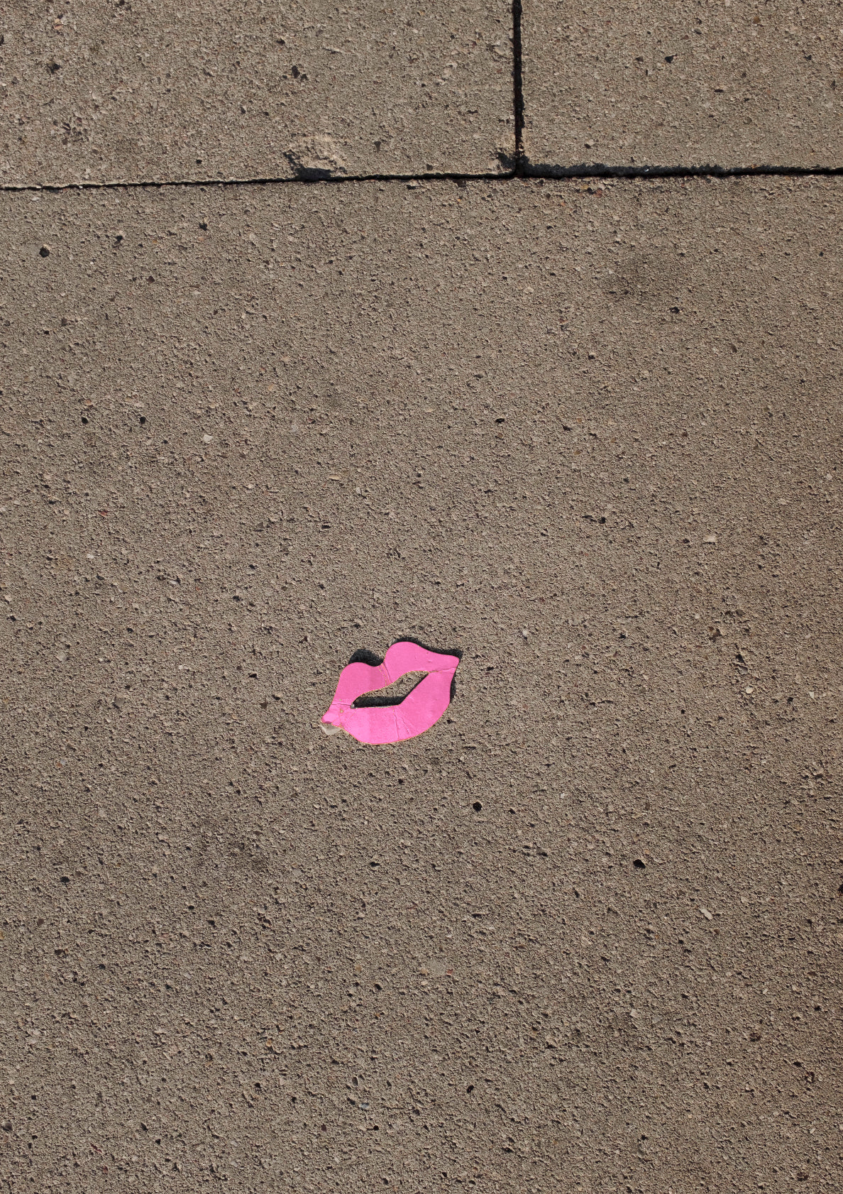 Classic pink kiss on a sidewalk / pop art style lips photo print