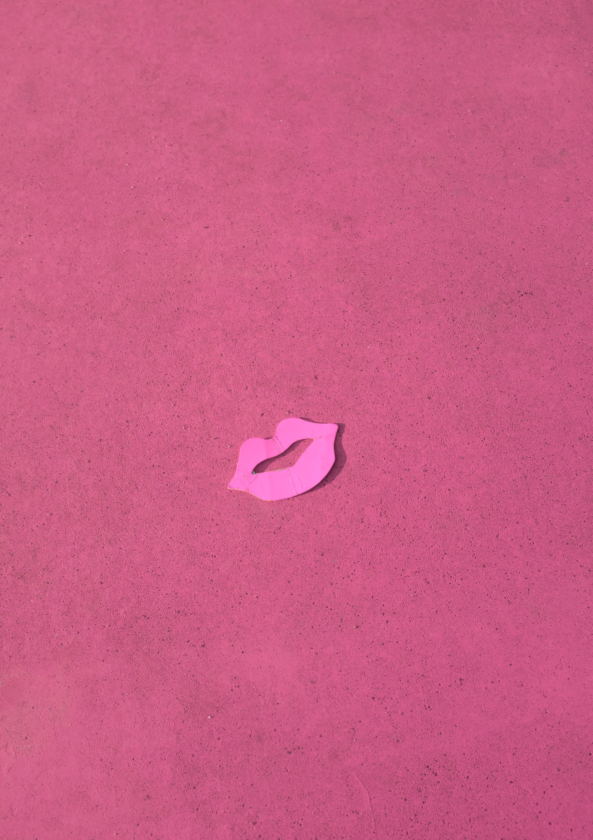 Classic pink kiss on a sidewalk / pop art style lips photo print
