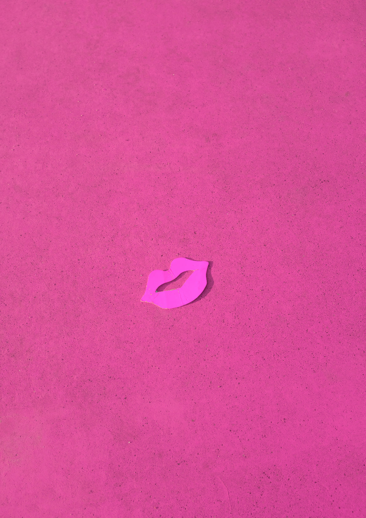 Classic hot pink kiss on a sidewalk / pop art style lips photo print