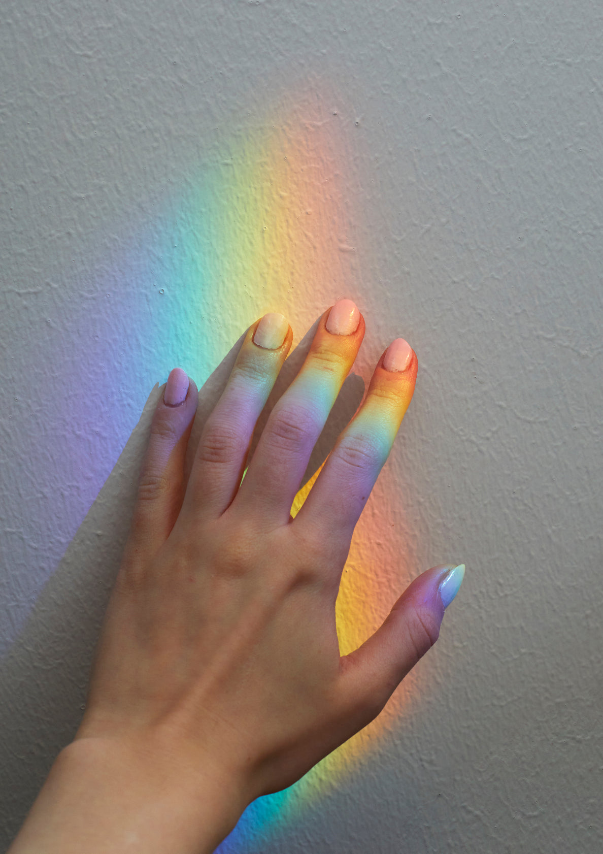 Rainbow reflection hand / minimal style photo print