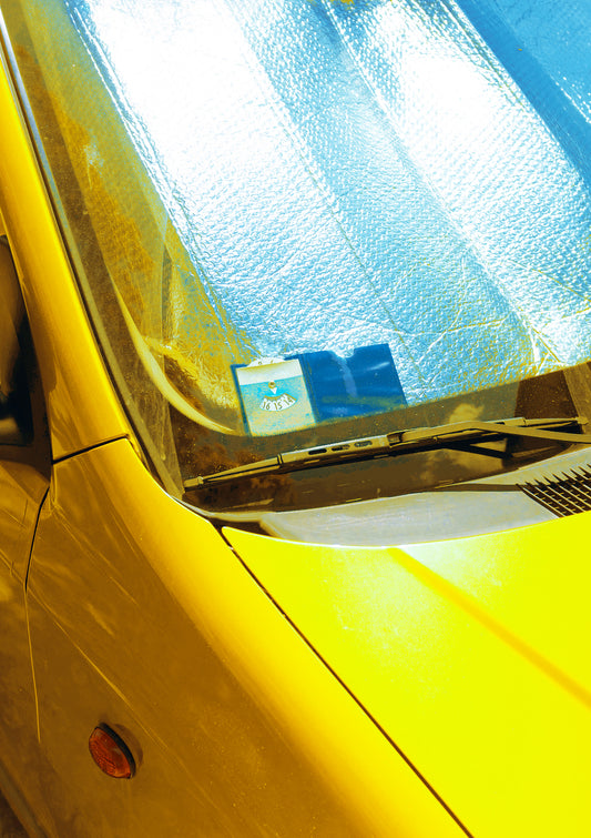 Yellow shiny car / pop art style photo print
