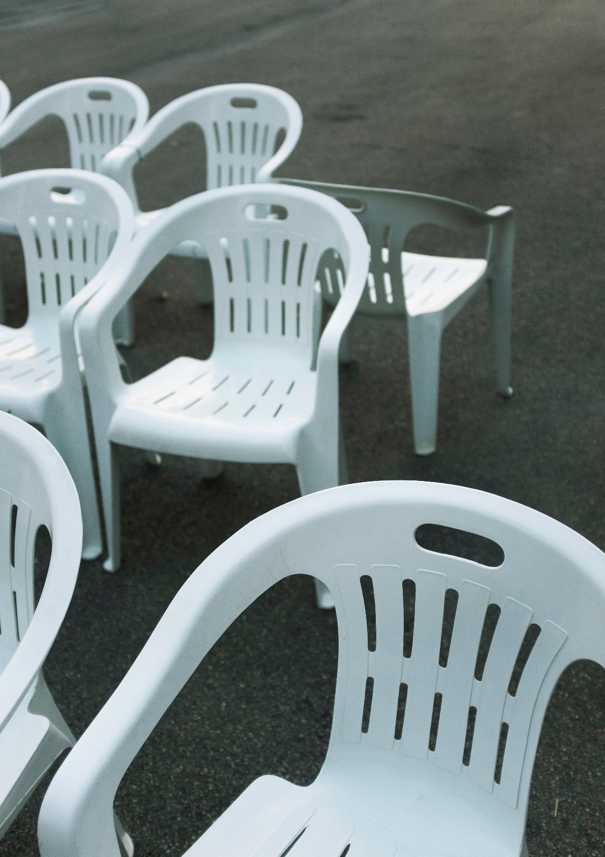 White plastic chairs / minimal style photo print