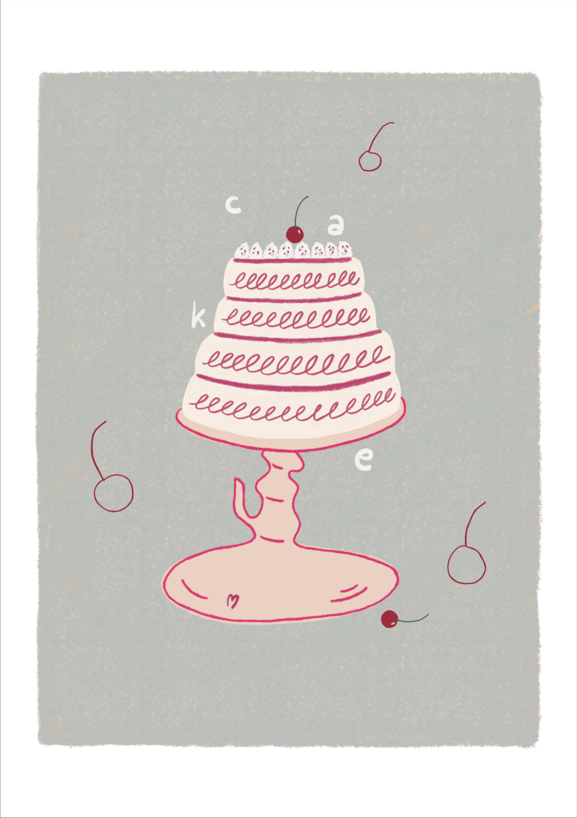 Birthday Cake with Cherries