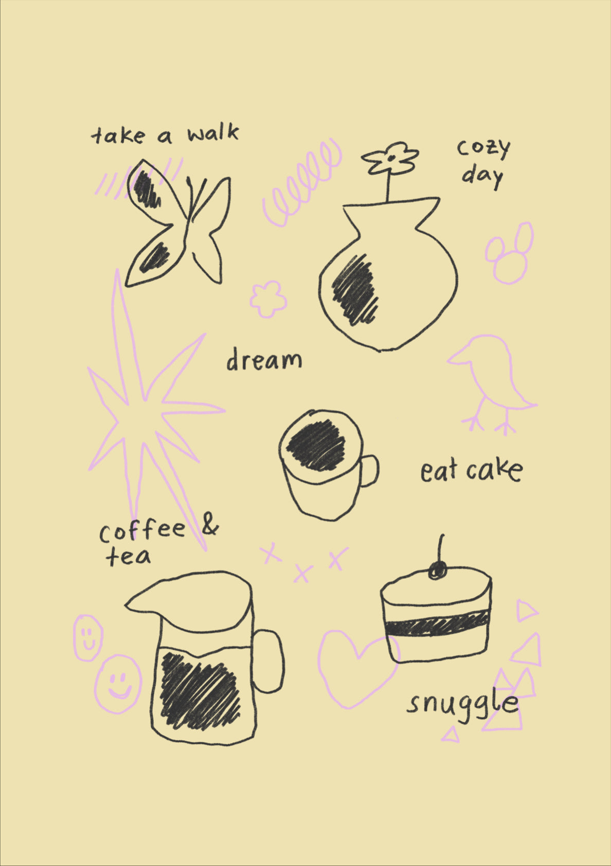 Quirky illustration of random things