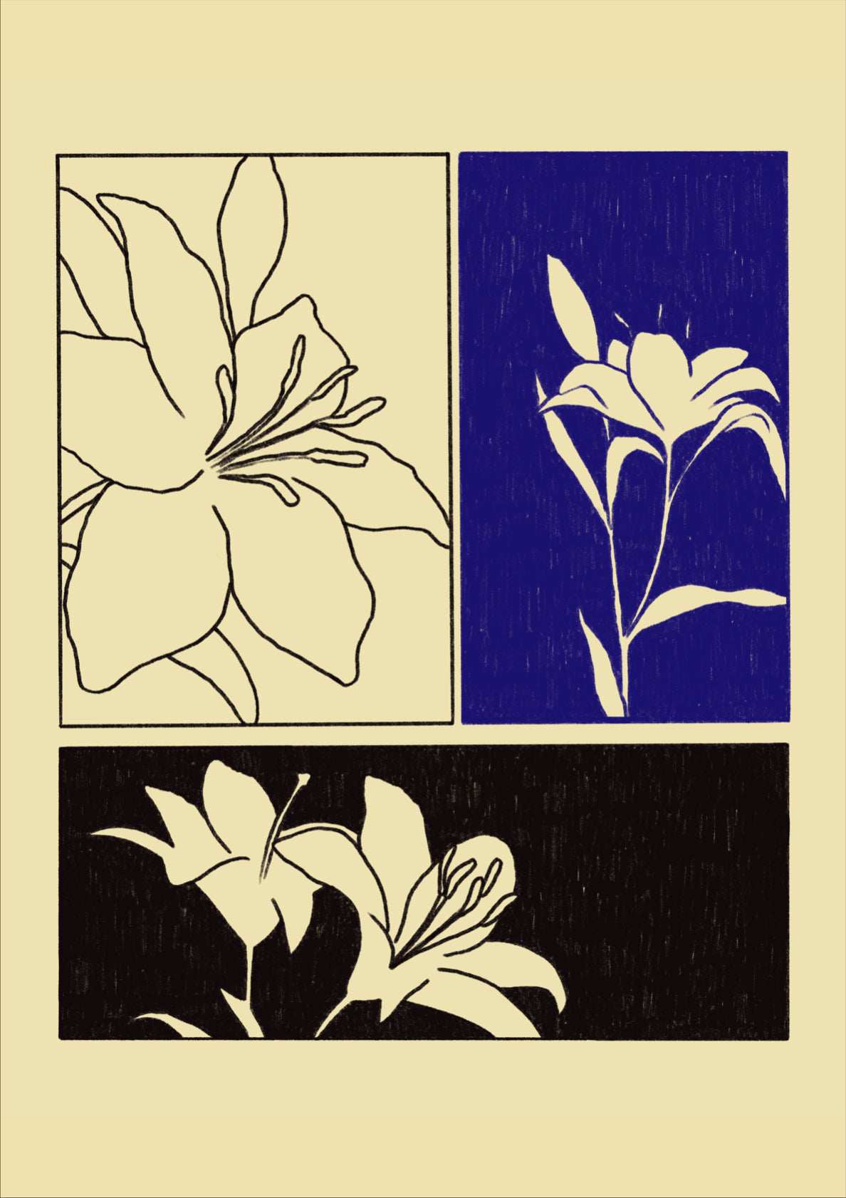 Flowers Composition Blue and Black