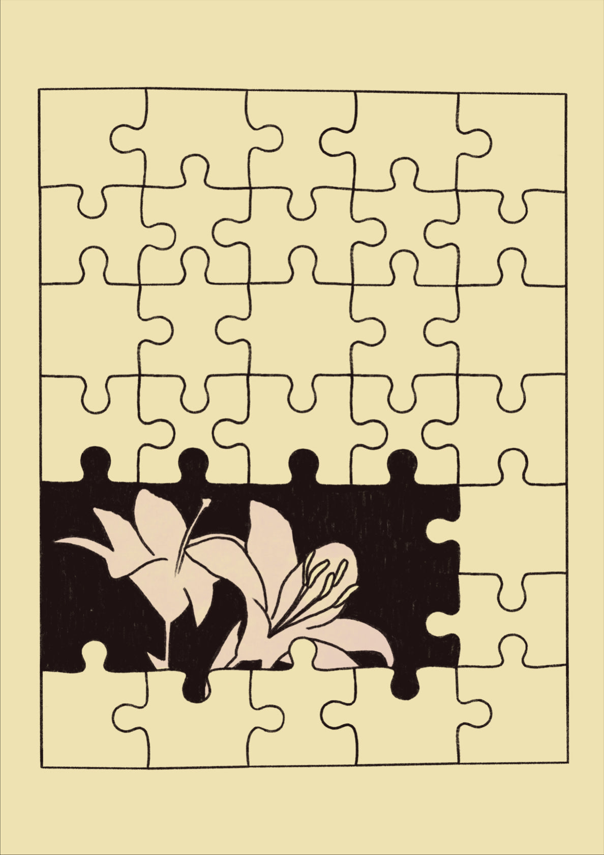 Flowers Puzzle Black Pink