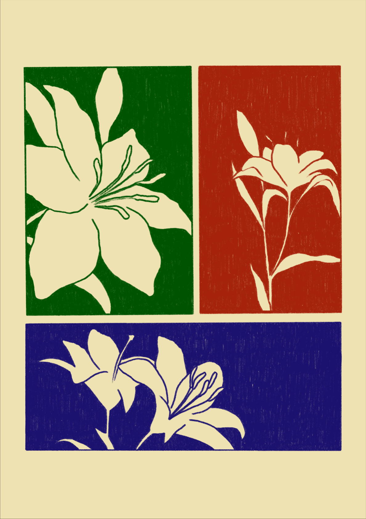 Flowers Composition Red Blue Green