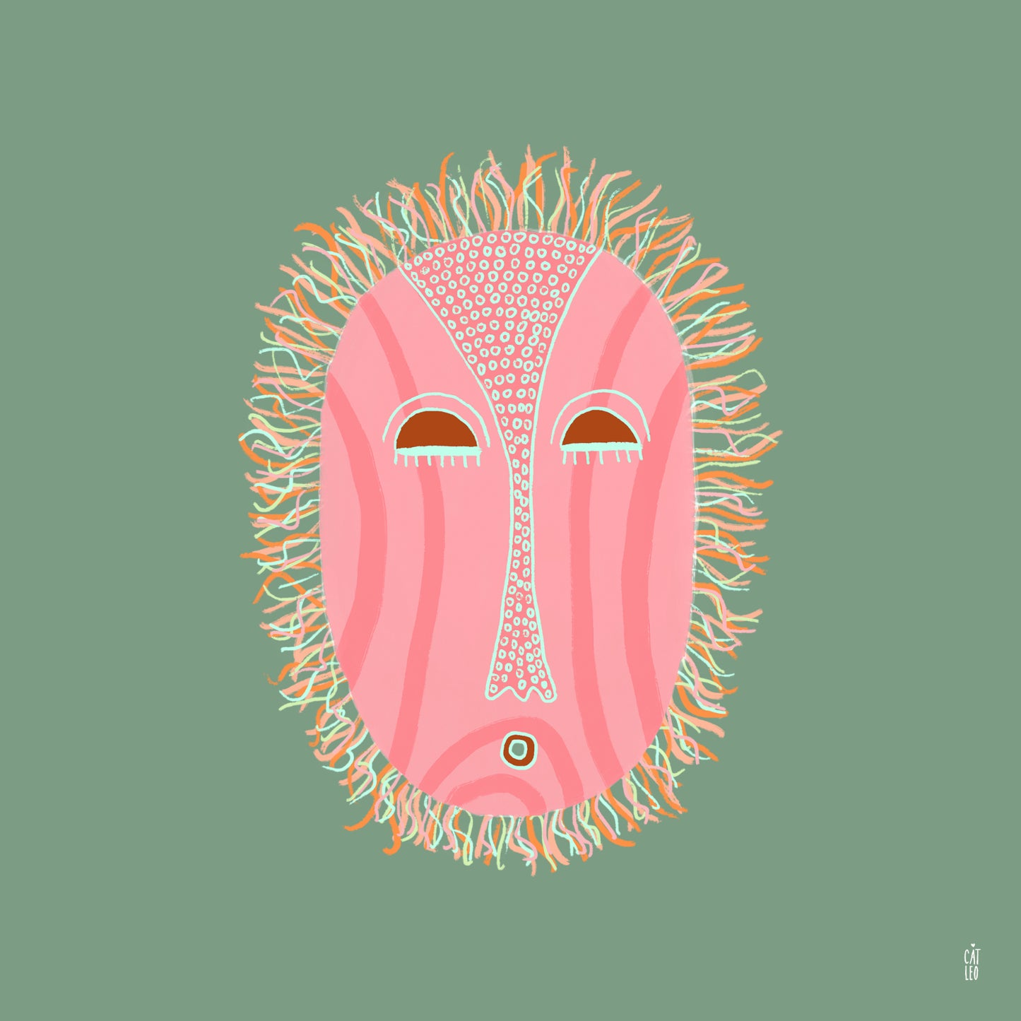 Mask pink and green #02