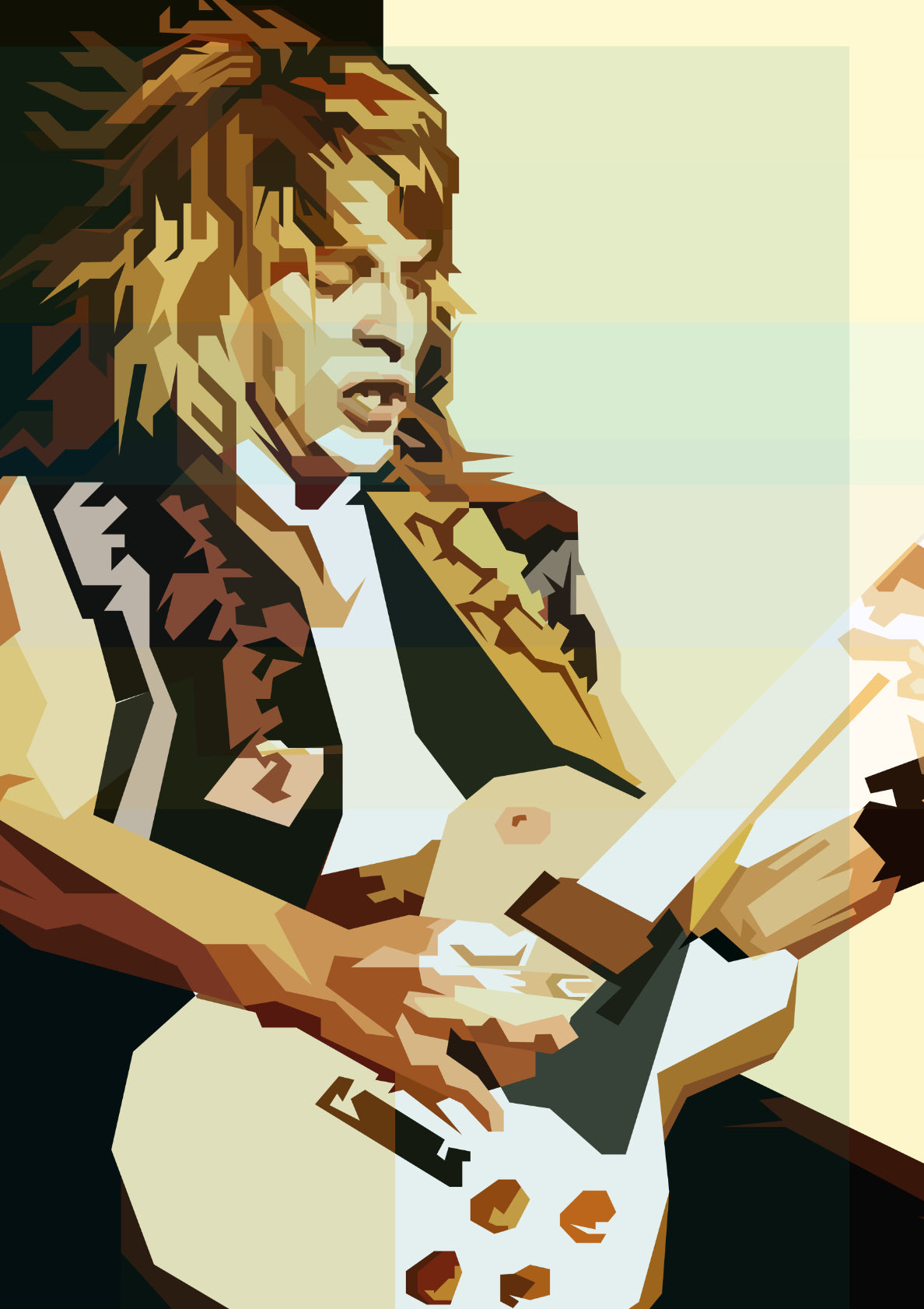 Randy Rhoads Metal Guitarist Retro Illustration