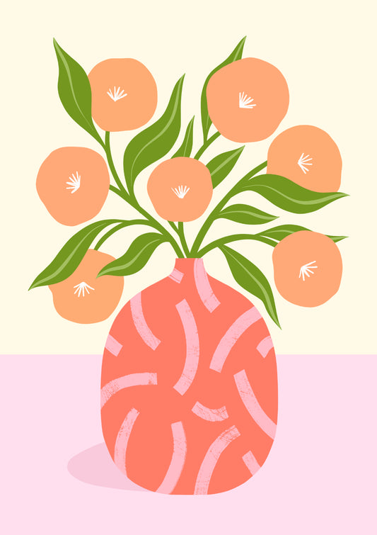 Abstract Flowers in Patterned Vase