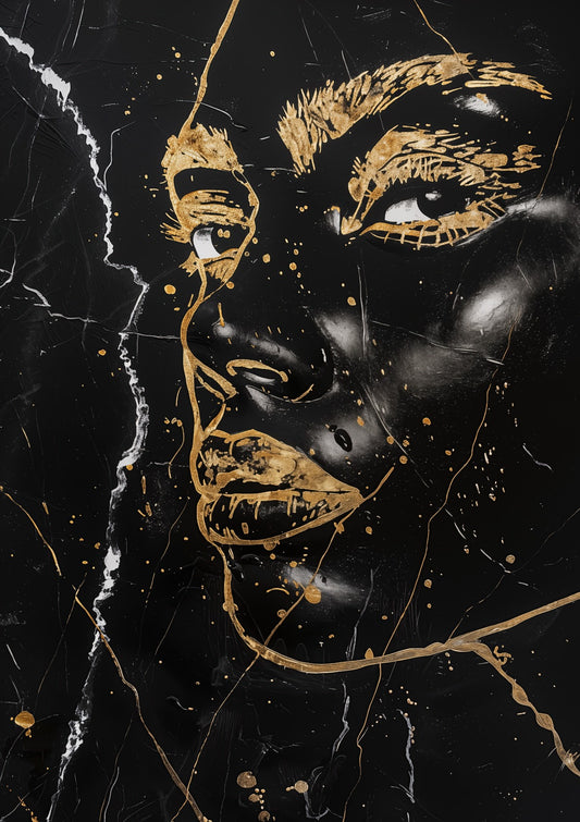 Woman face in gold and black By Jean-Claude
