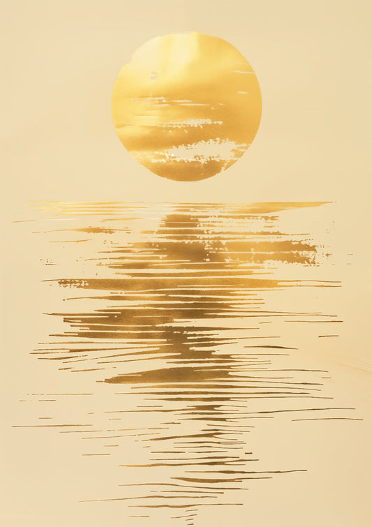 Abstract golden sun over the sea By Jean-Claude