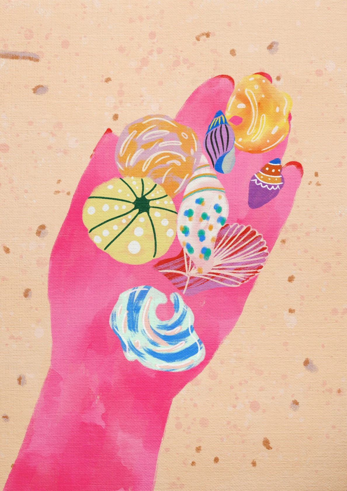 Pink Hand Sea Shells