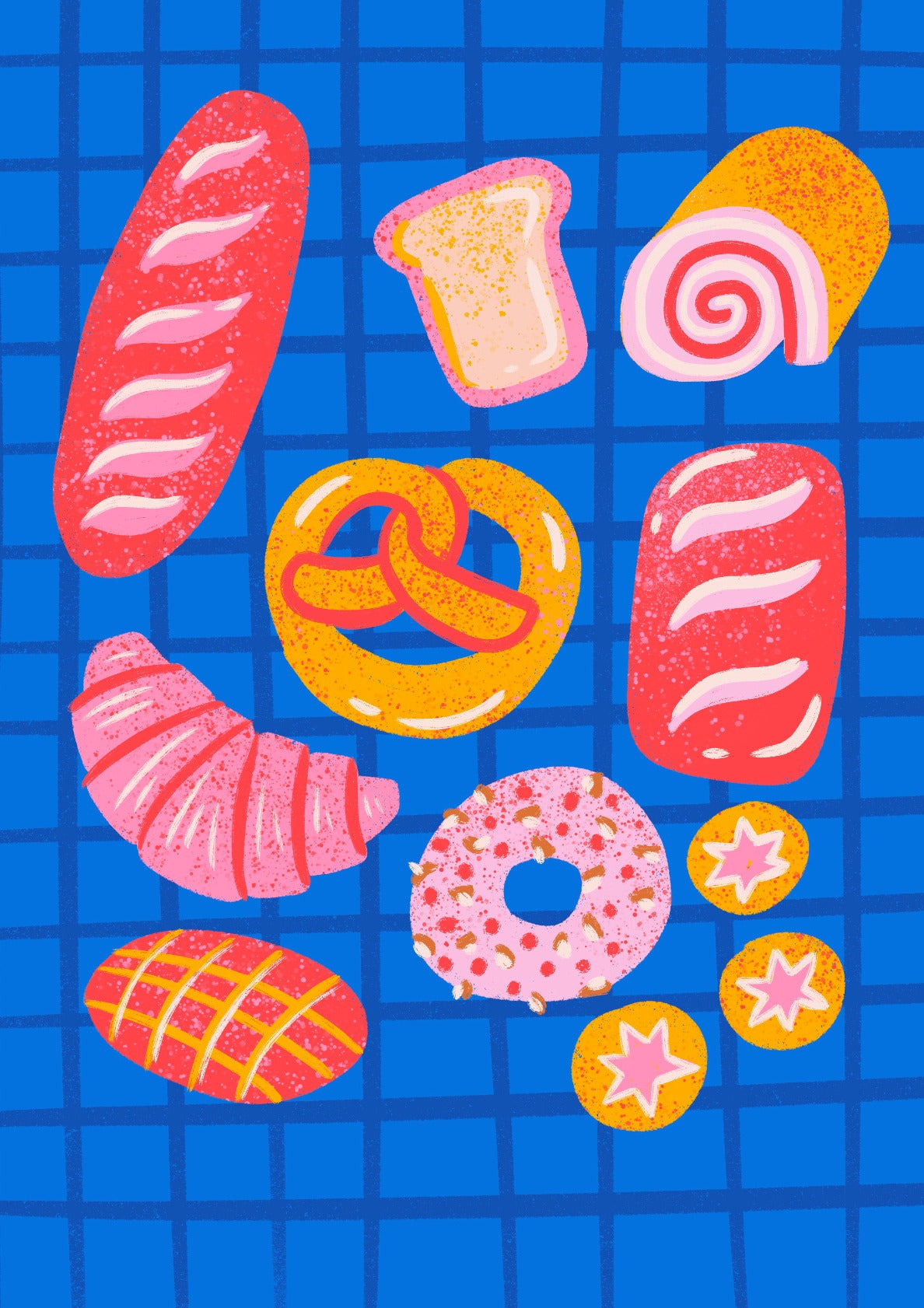 French Bread in Blue Background