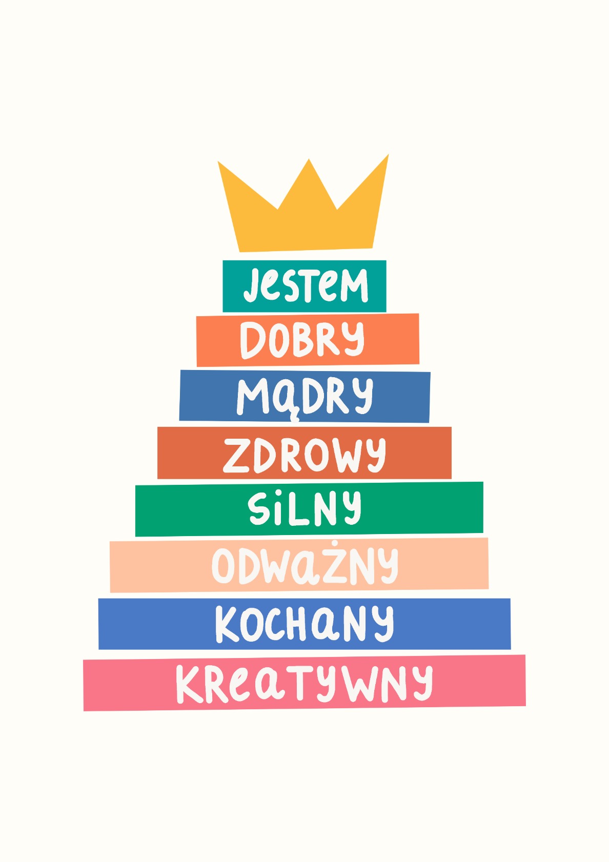 Jestem - kolorowy plakat z afirmacjami dla chłopca