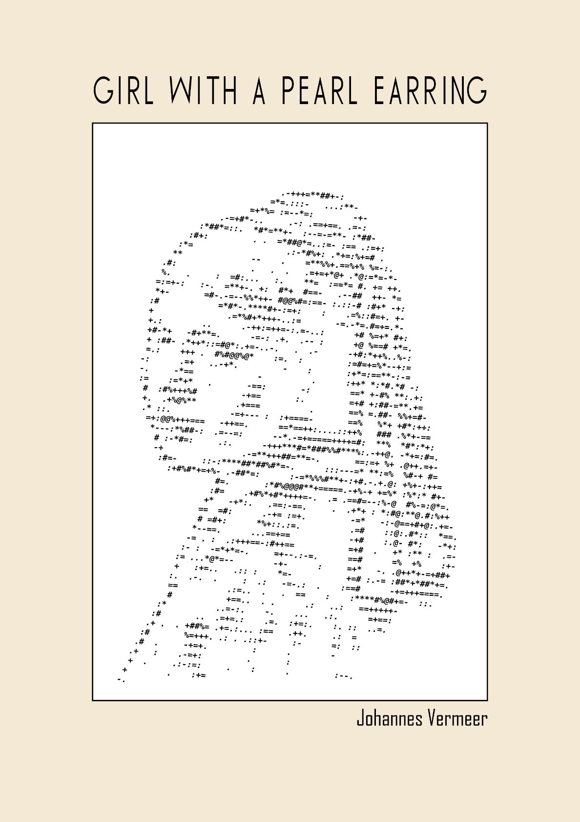 Girl with a Pearl Earring – Johannes Vermeer (Ascii art)