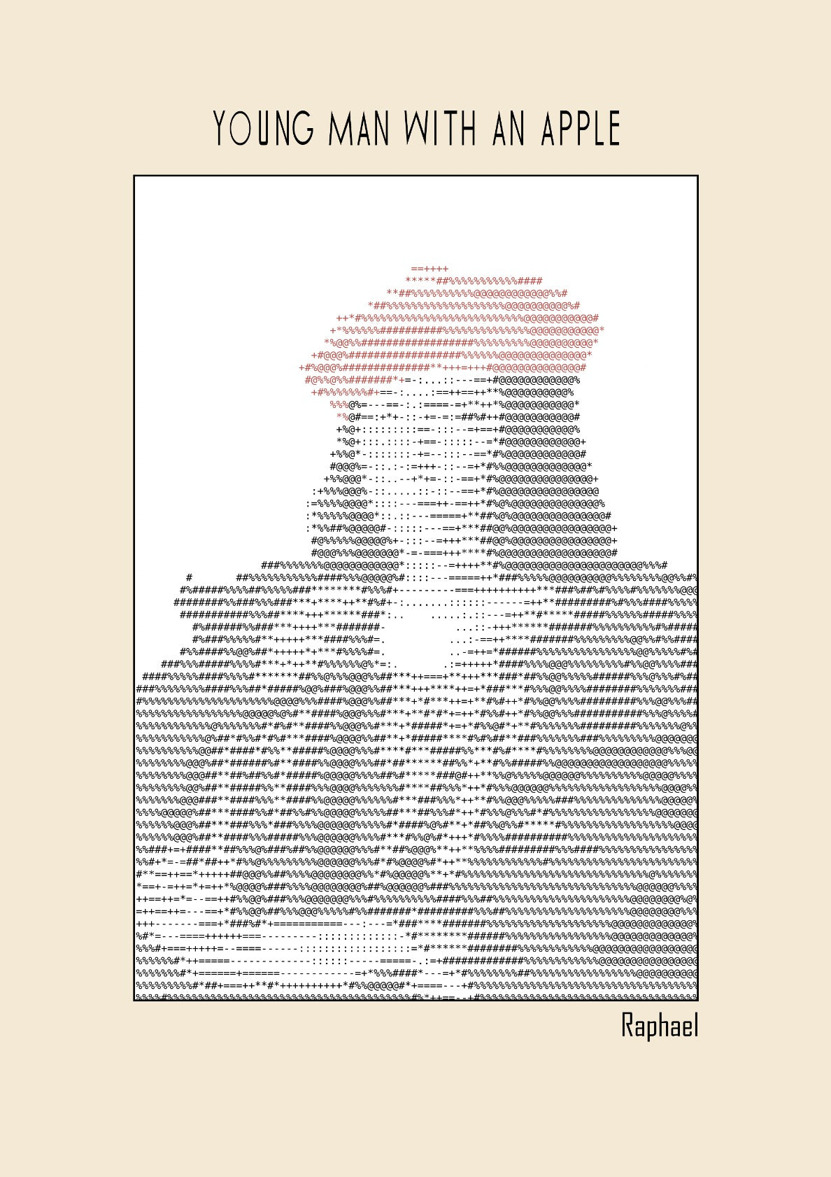 Young Man with an Apple (1505) – Raphael (Ascii art)