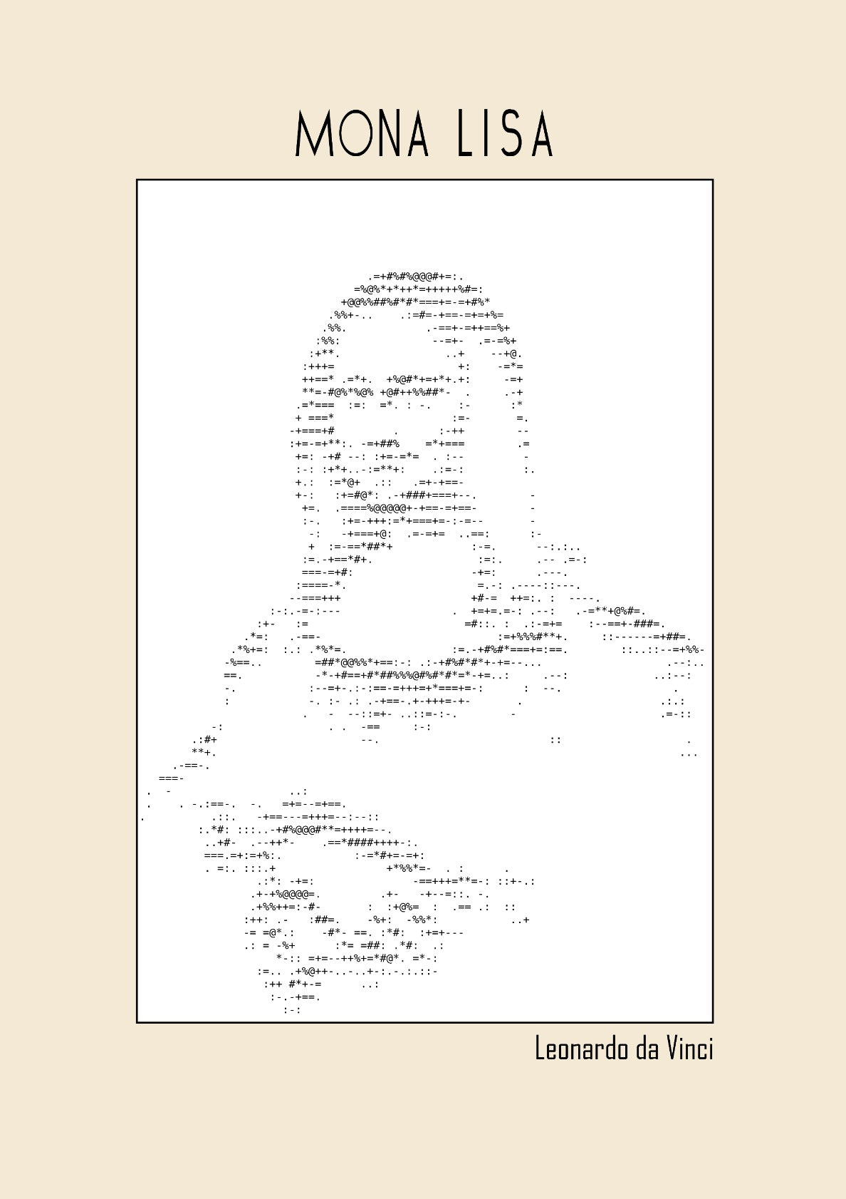 Mona Lisa – Leonardo da Vinci (Ascii art)