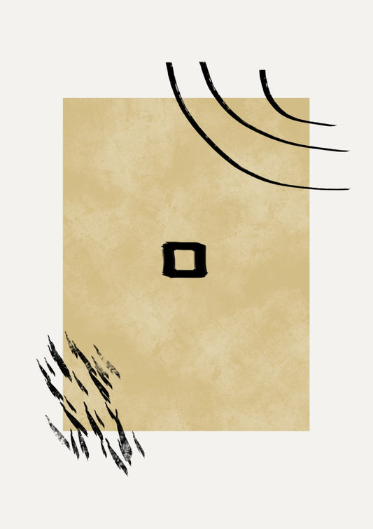 Yellow abstract artwork with brush strokes and vintage textures