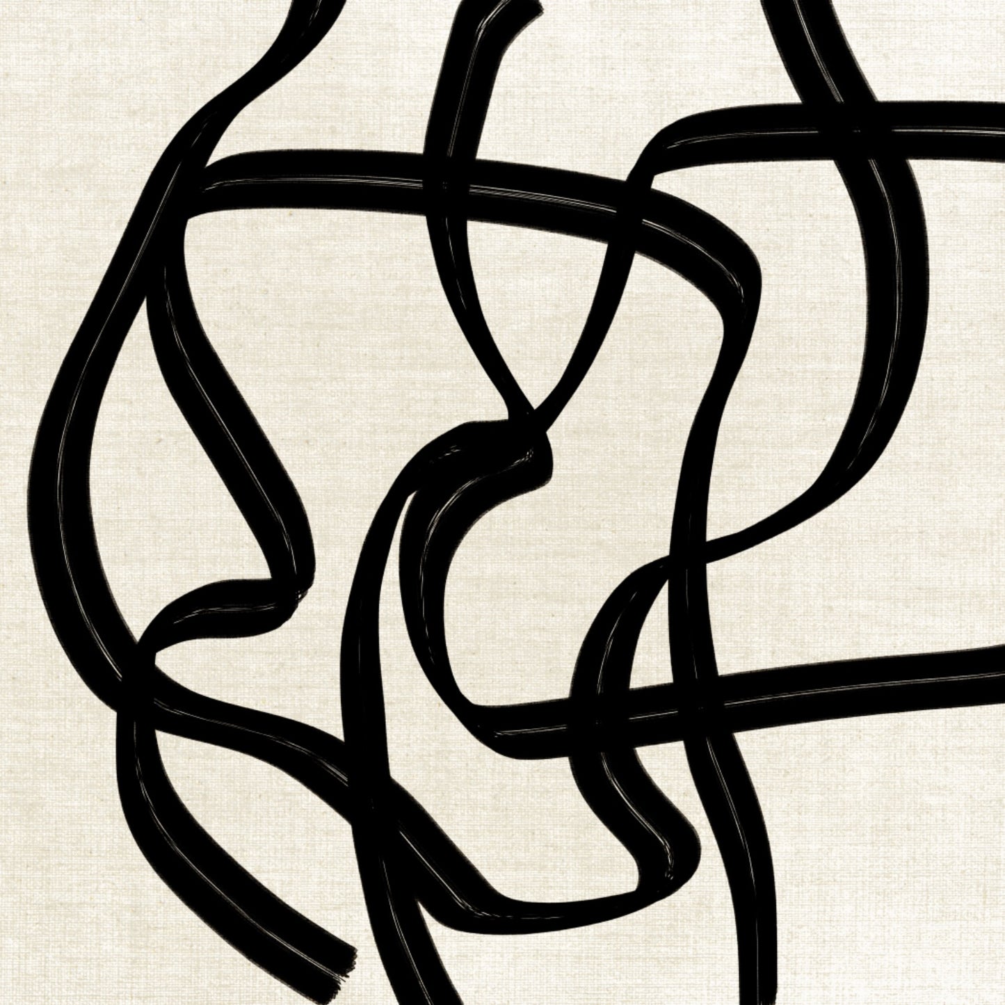 Modern artwork with coarse brushstrokes in black