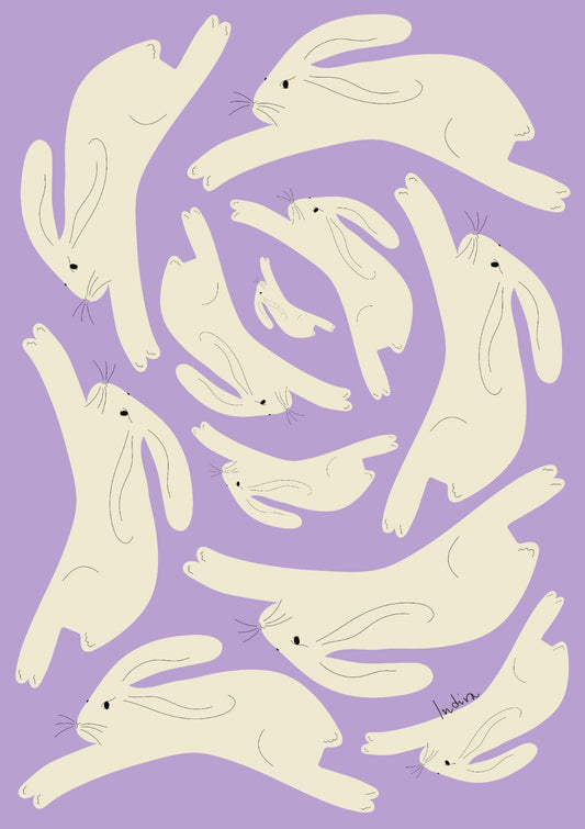 White Rabbits Jumping