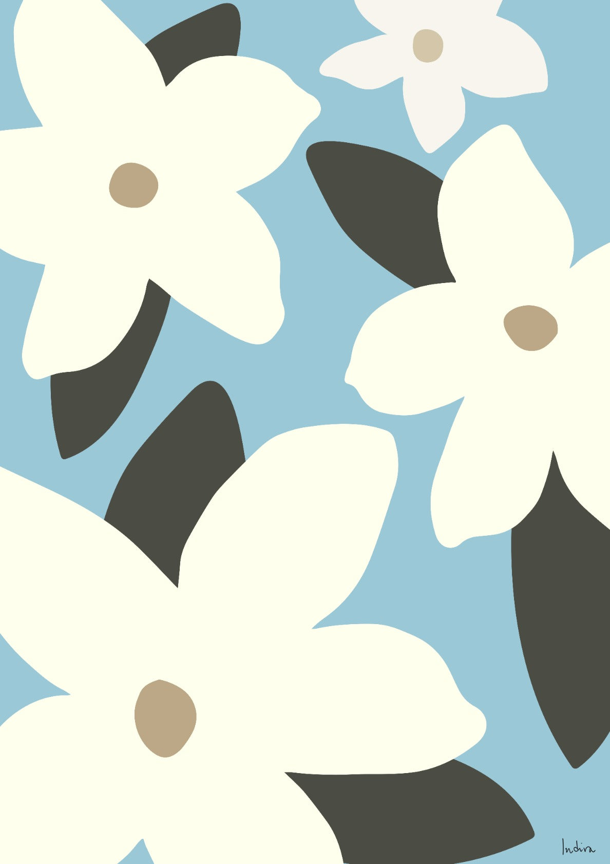 Madagascar Jasmine on light blue
