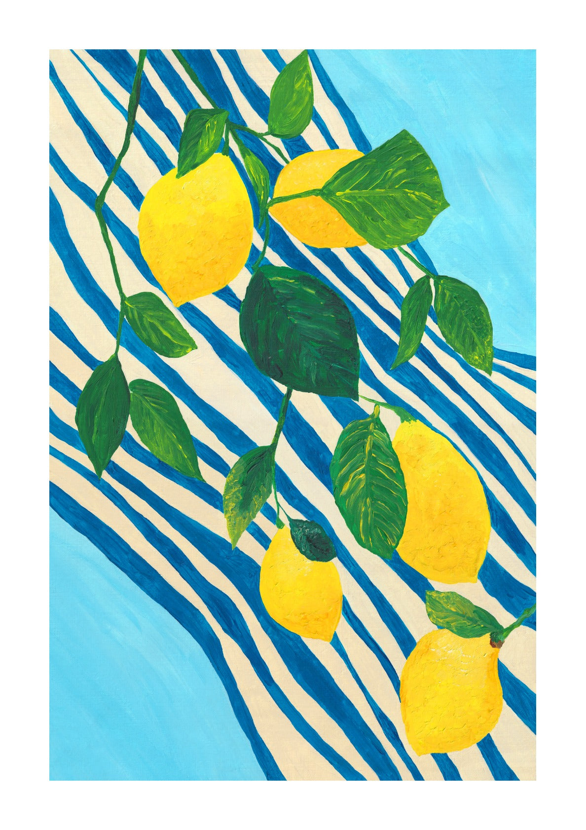 Lemons on Striped Cloth
