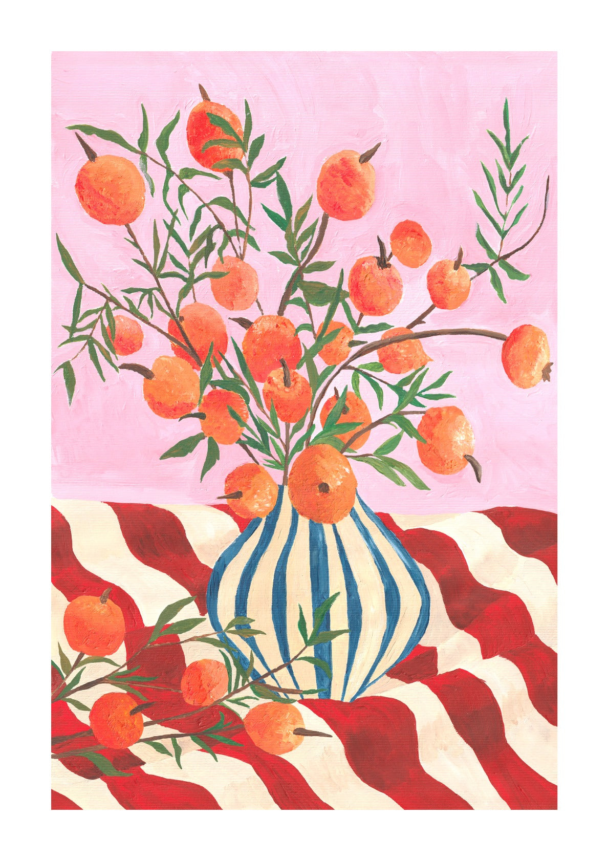 Striped Vase of Clementines