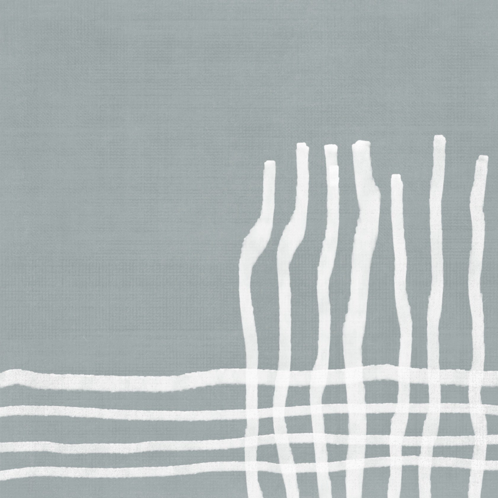 Abstract artwork in pastel blue with textures and brushstrokes