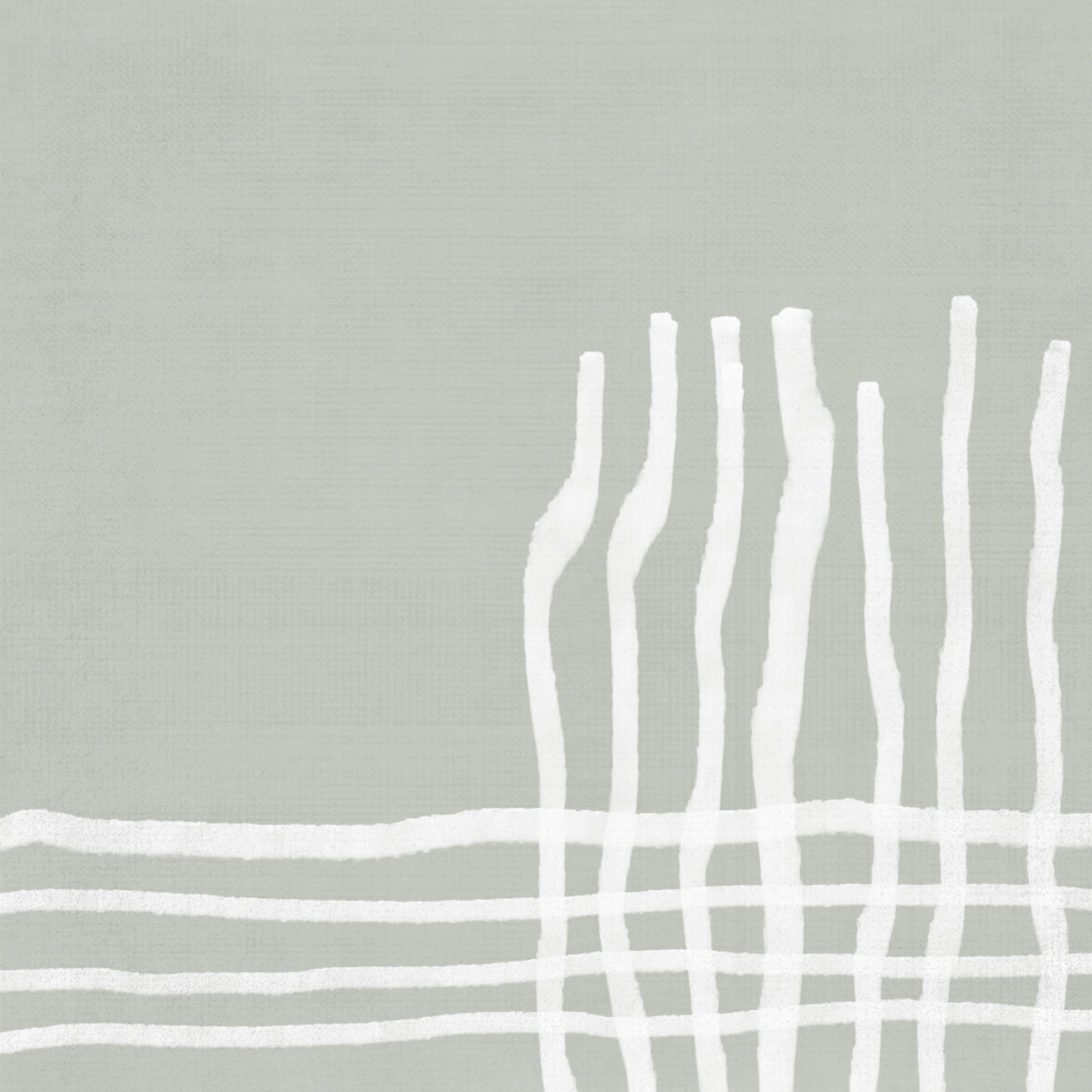 Abstract artwork in sage green with textures and brushstrokes