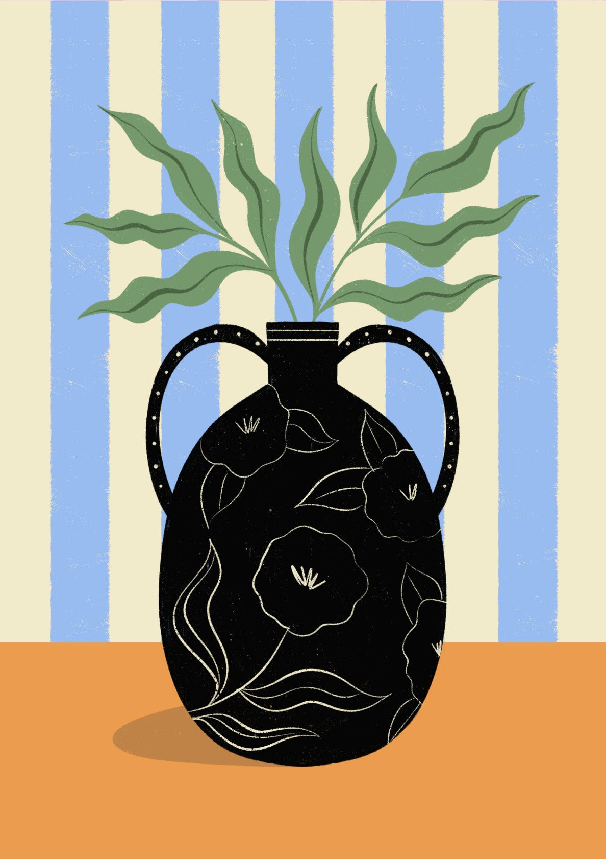 Leaves in Patterned Vase