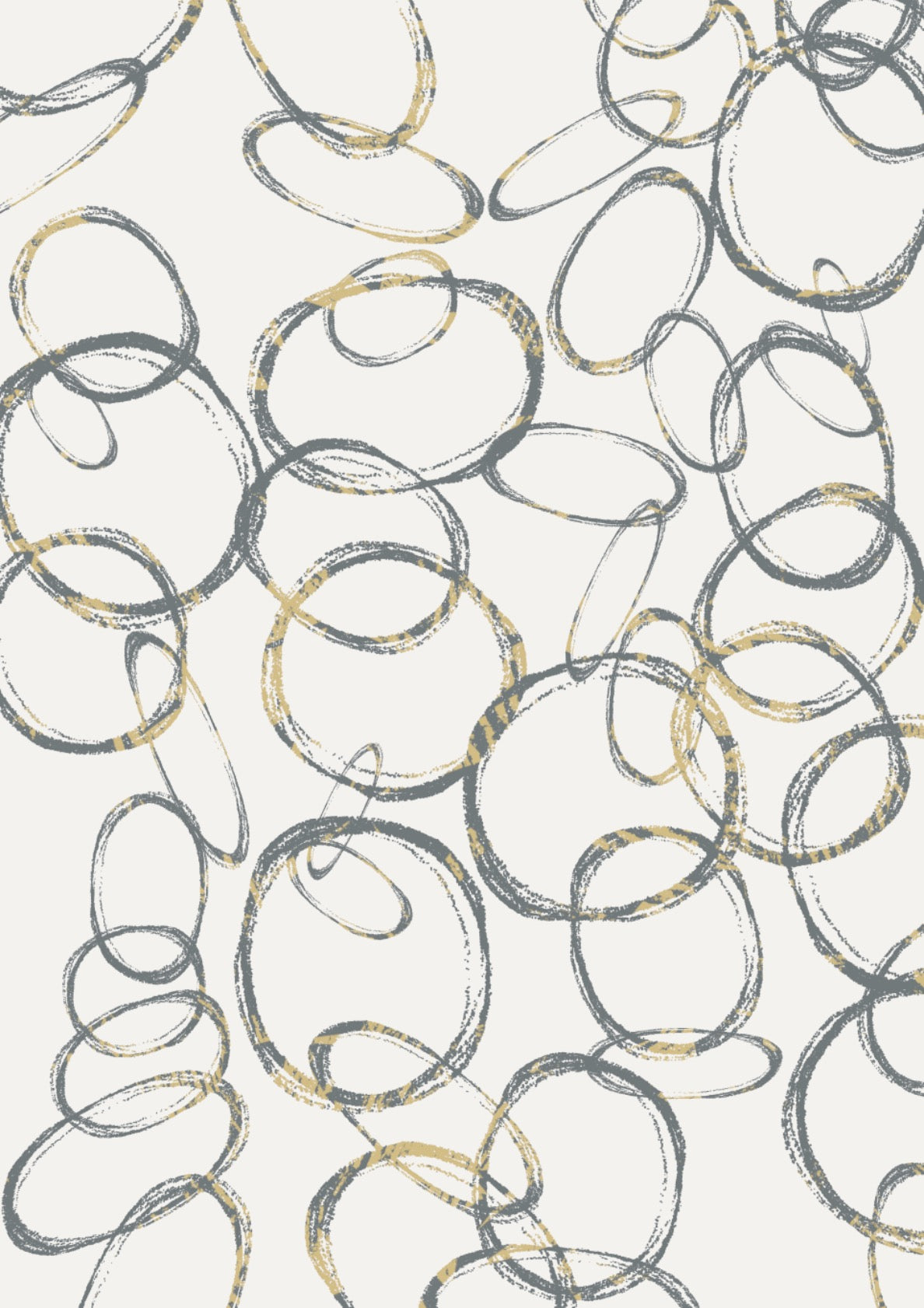 Modern abstract artwork with grey and gold circles