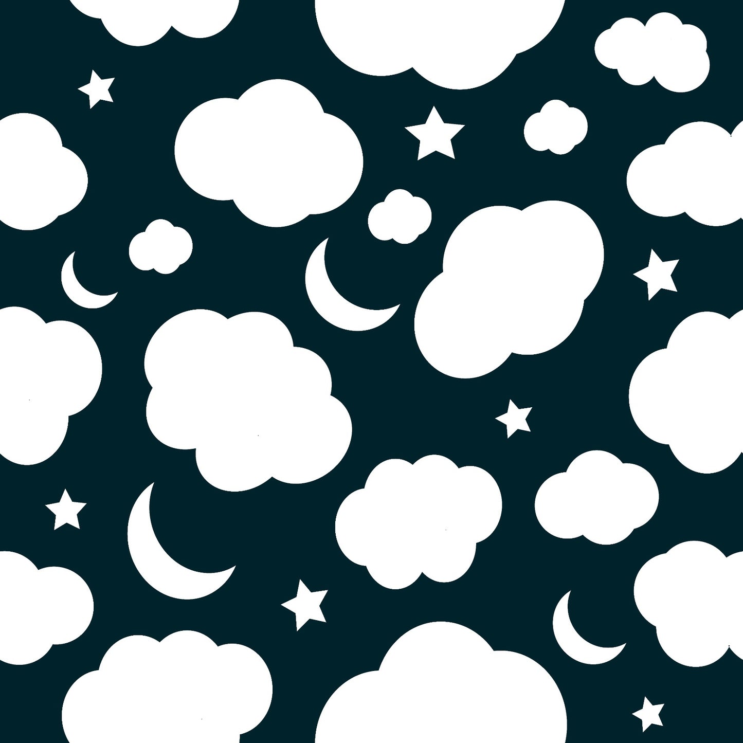 Night sky with puffy clouds