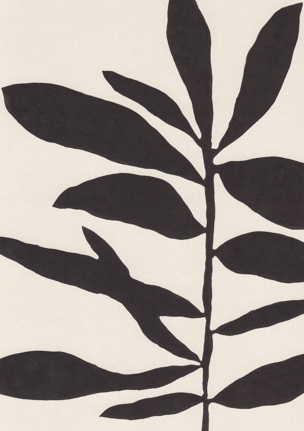 Linocut Branch #3 / Black & White
