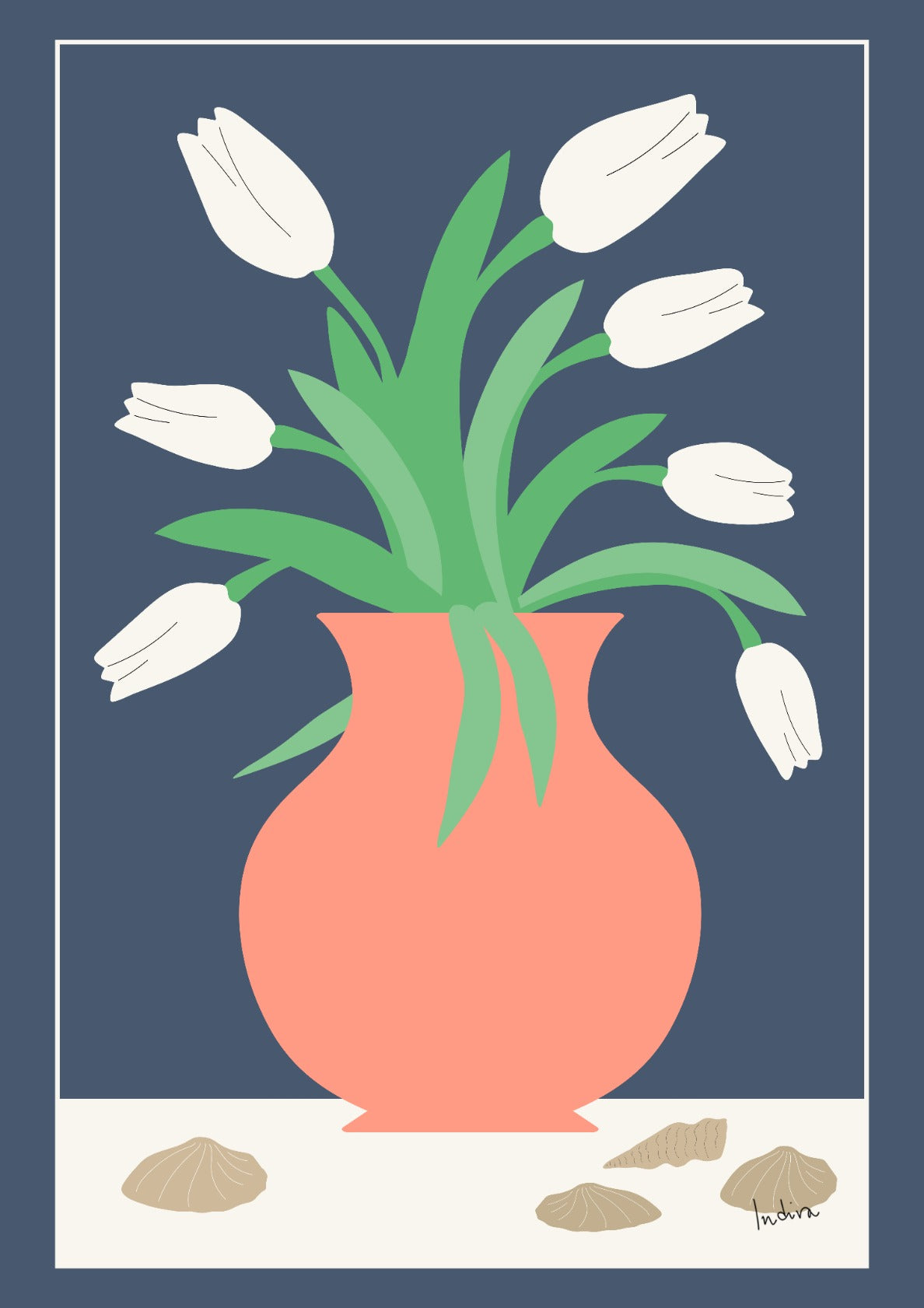 White tulips in a vase