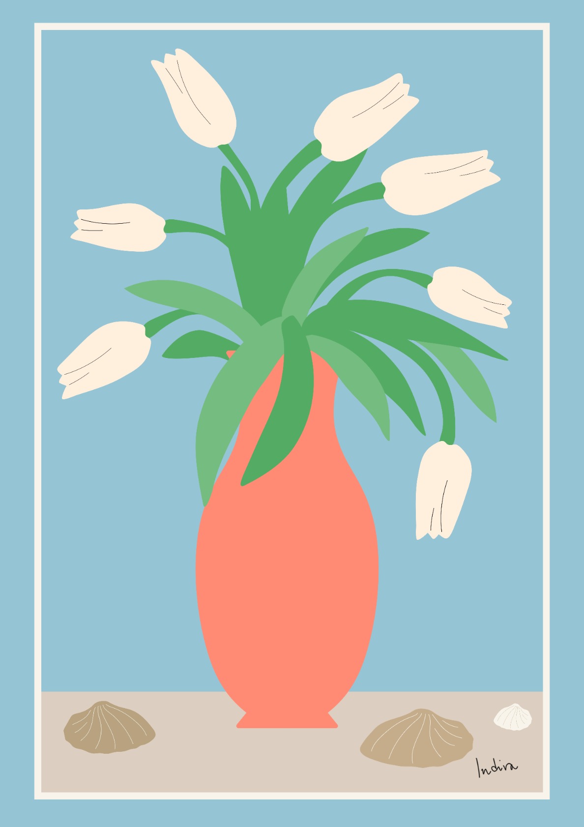 White tulips in a vase