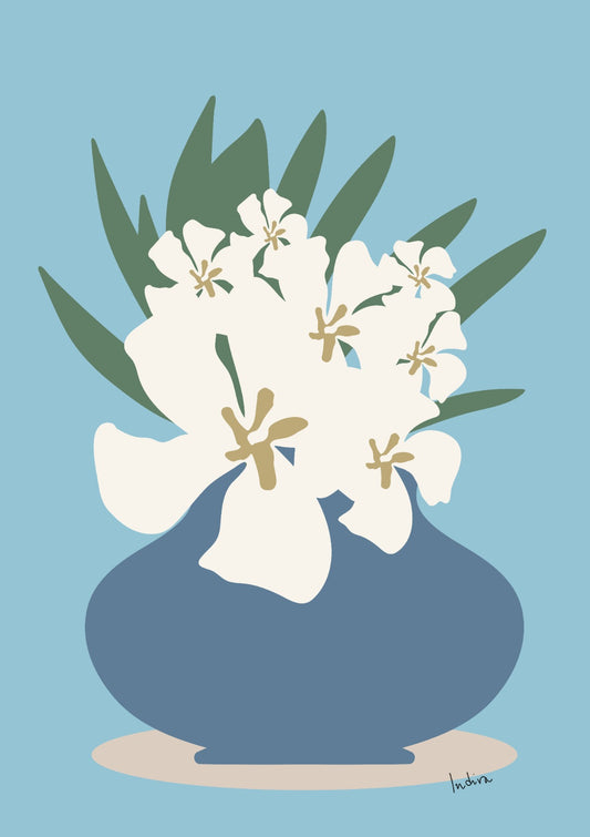 White oleander in a vase