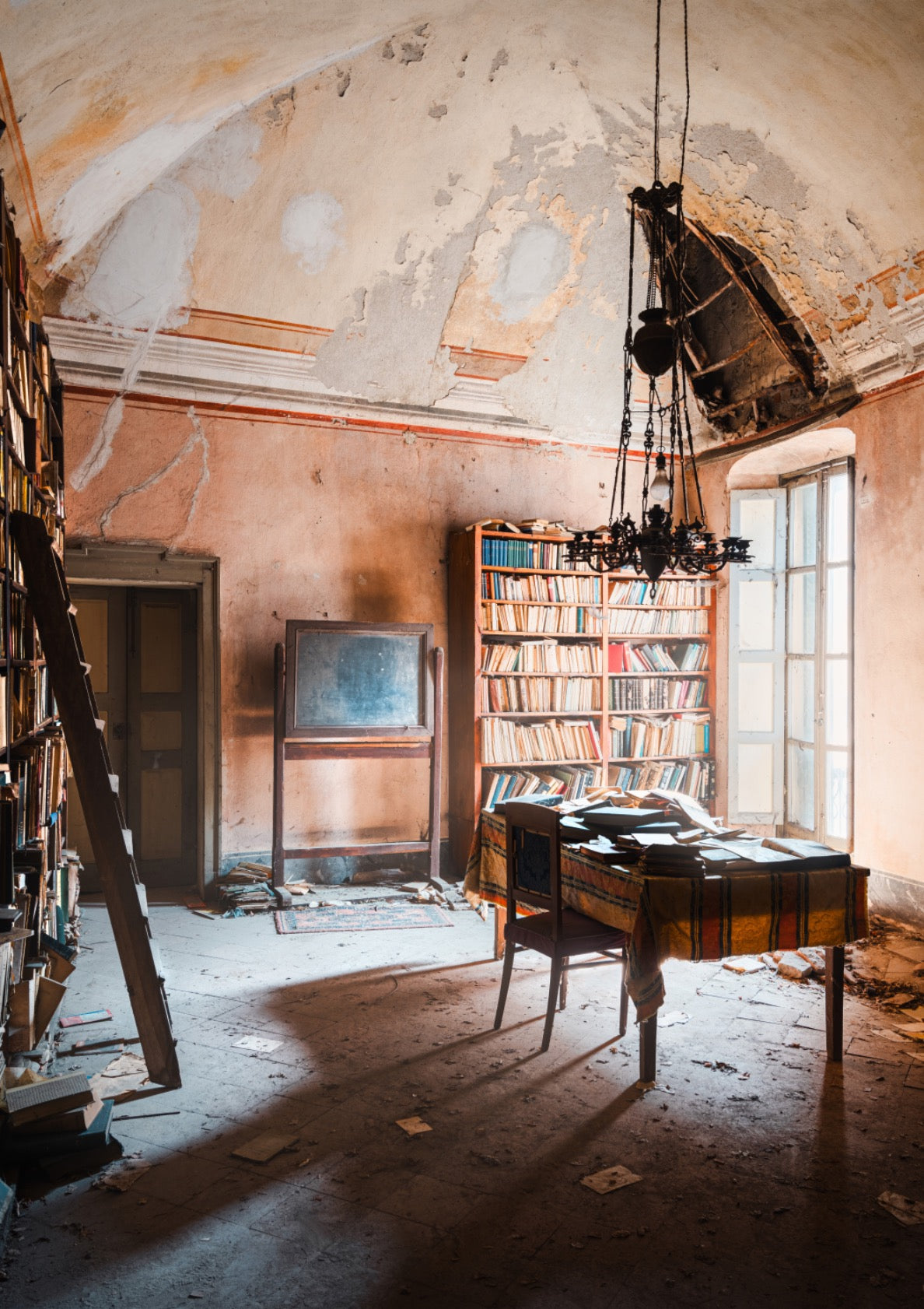Abandoned Library in Italian Villa
