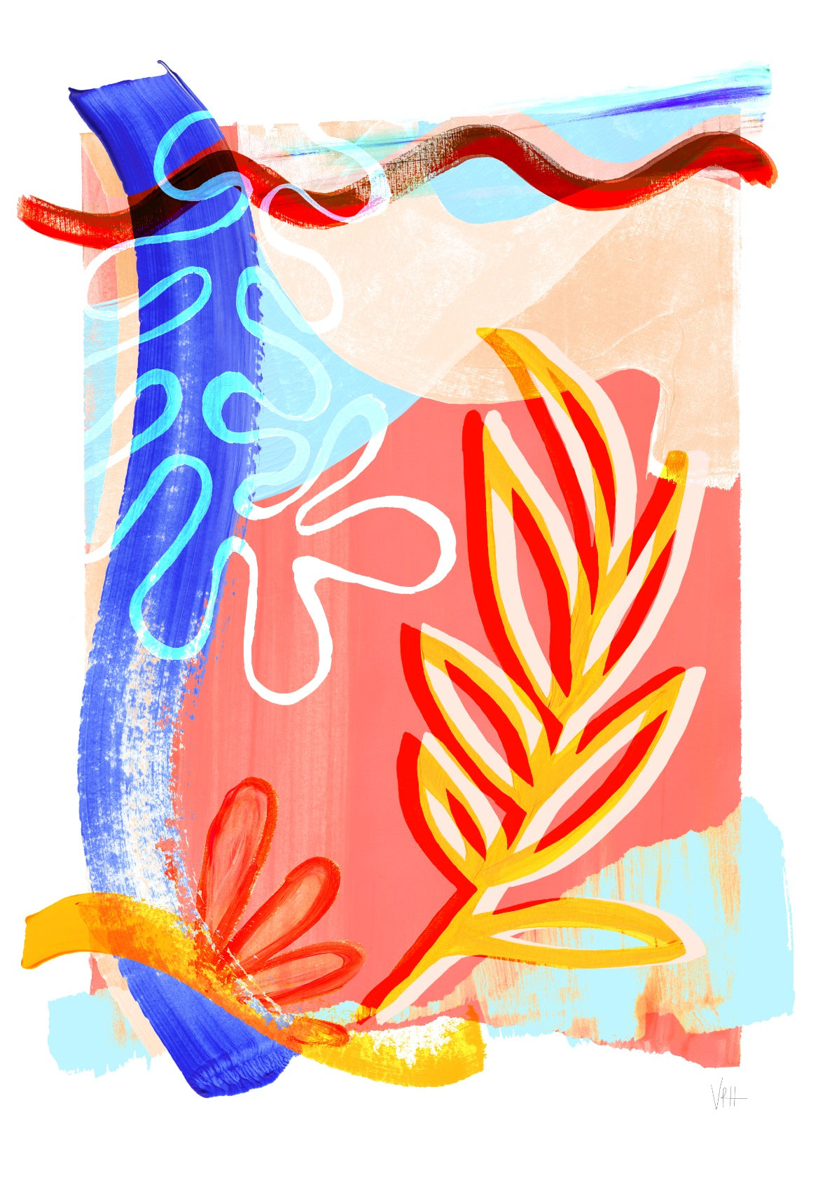 Orange Abstract Leaf Art Print