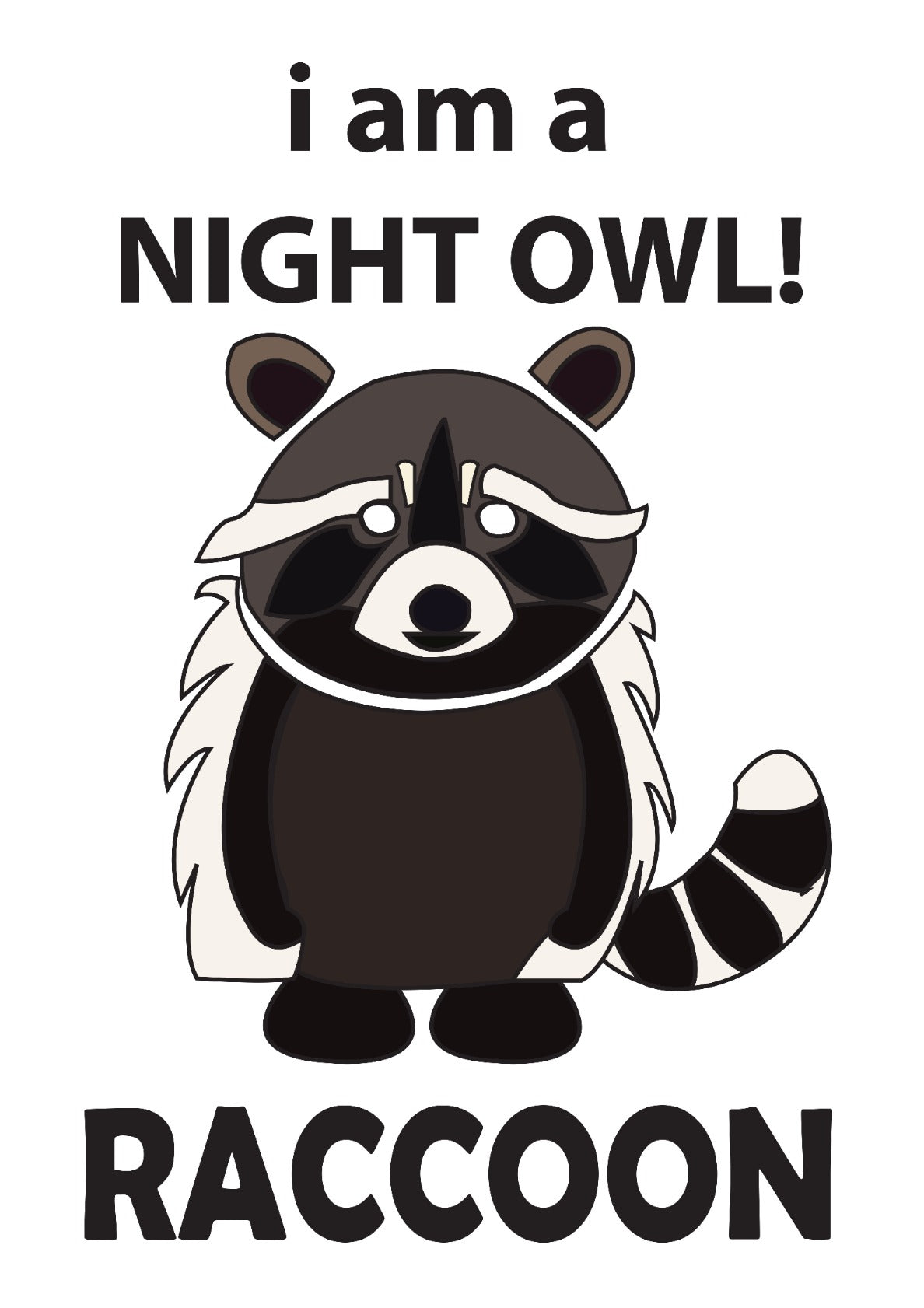 Raccoon I am A Night Owl Funny Raccoon