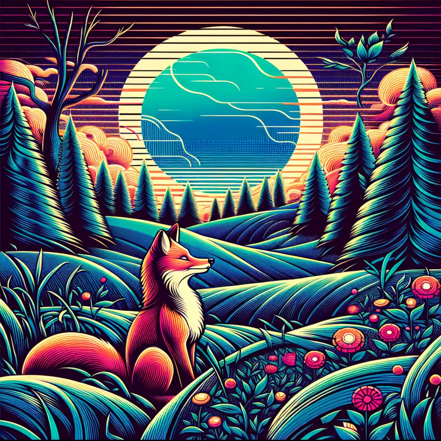 Fox in a lush meadow