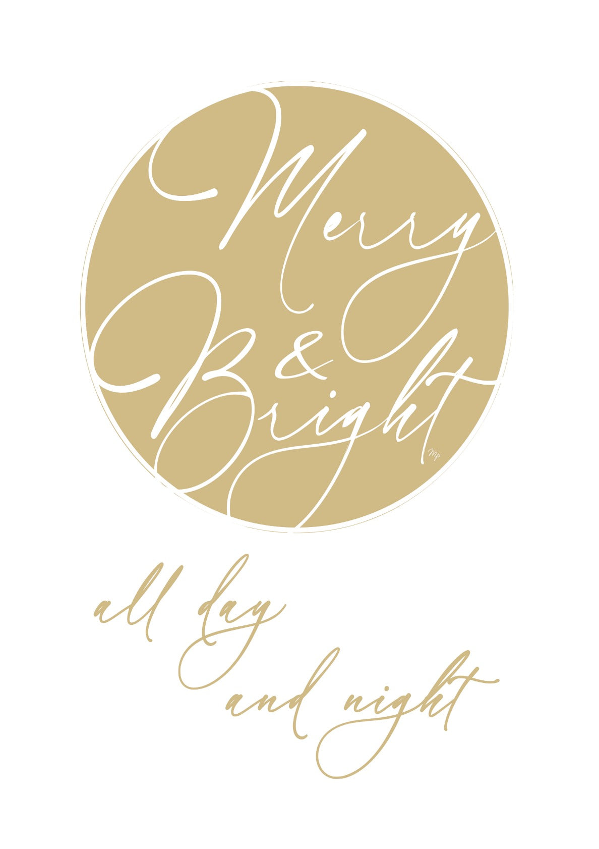 Golden Merry and Bright Xmas typography