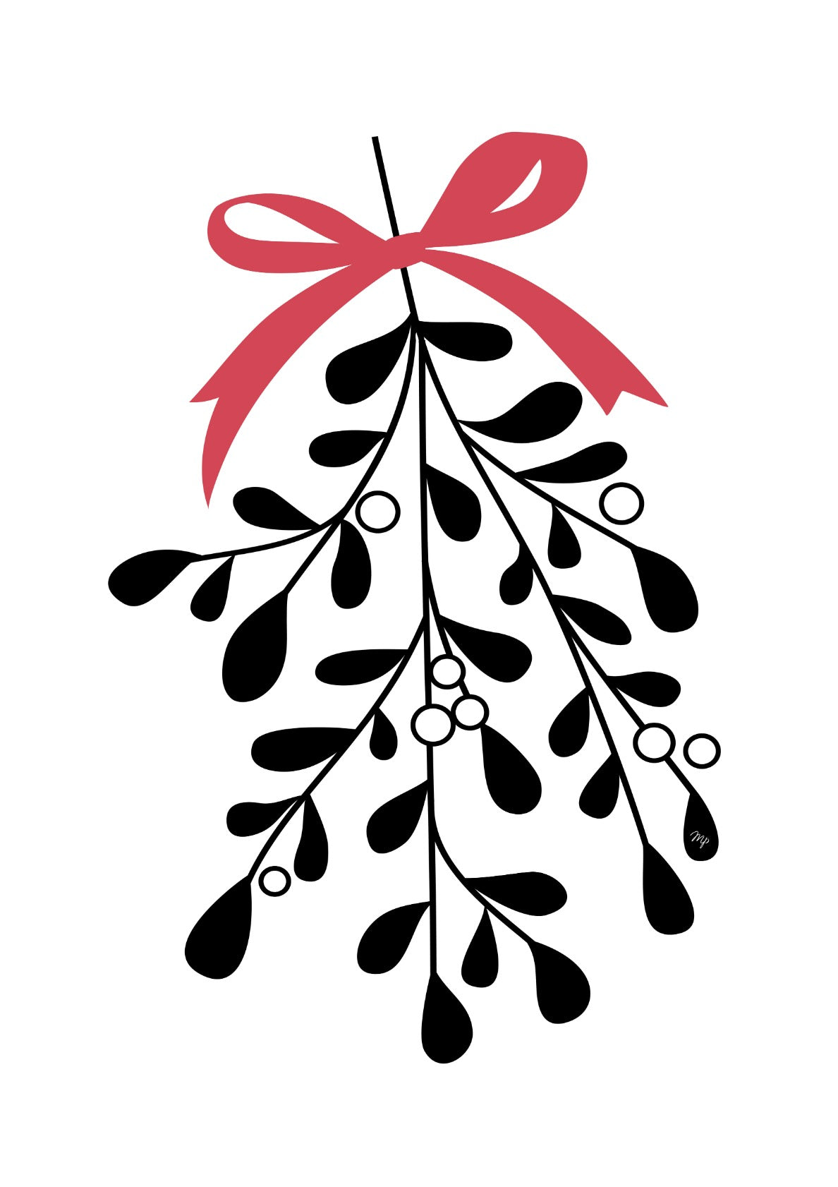 Black nordic mistletoe festive art