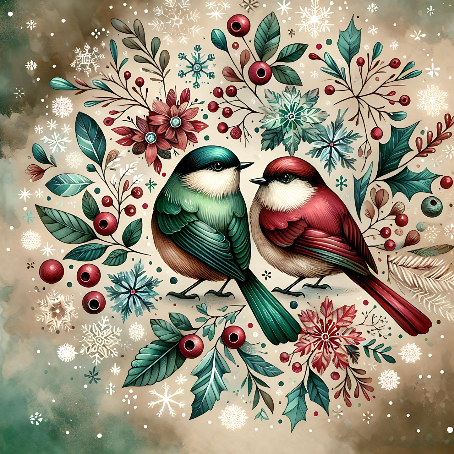 Winter Christmas Birds