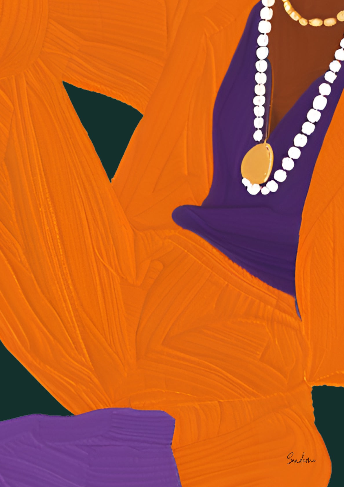 Pearls Necklace In Orange